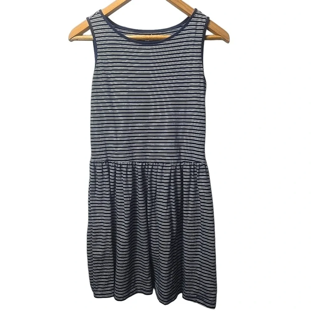 Gymboree Navy Blue Striped Sleeveless Dress Drop Waist Kids Girls XL 14 Nautical
